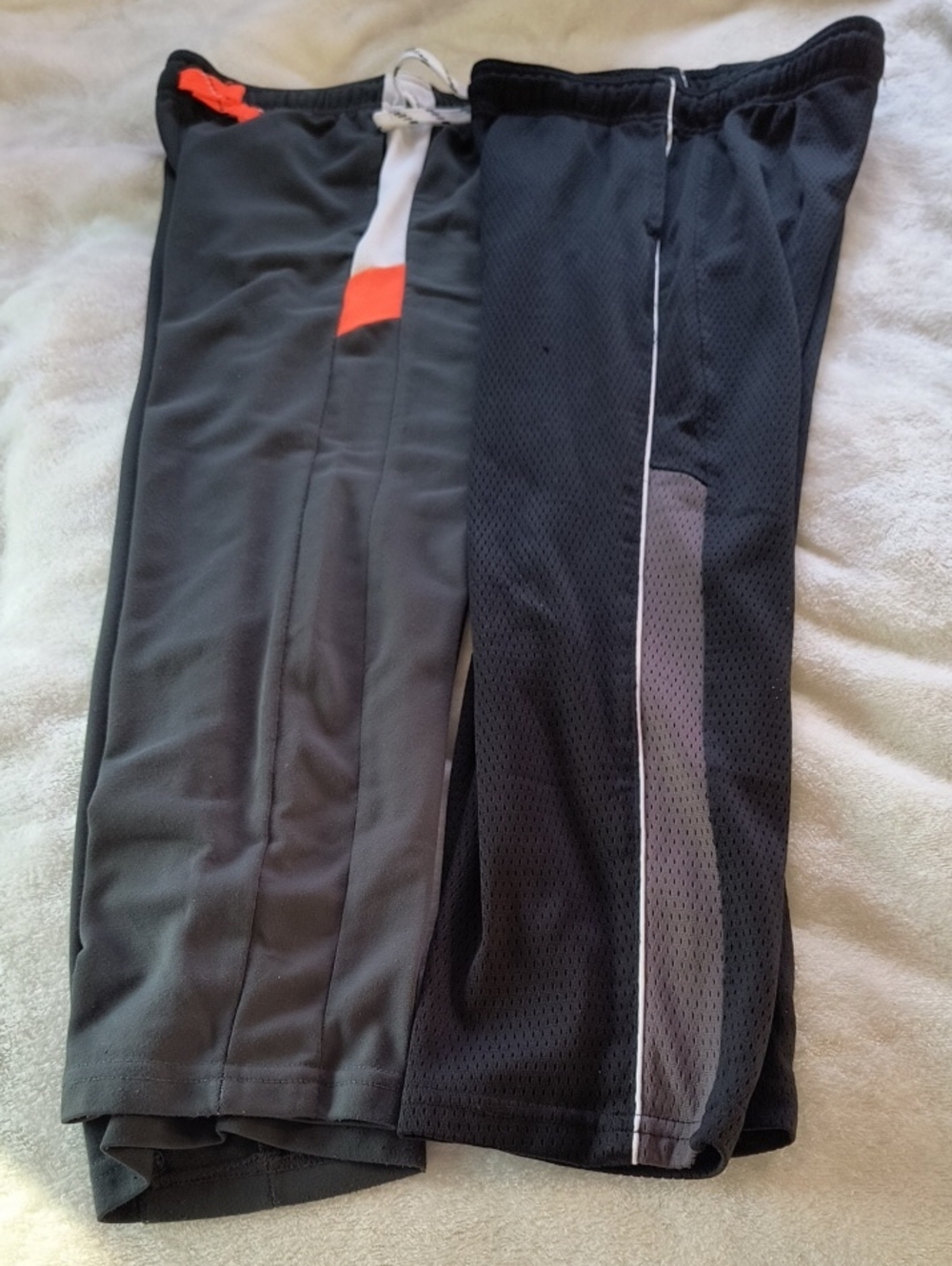 Kids Athletic Track Pants - 2 Pair, Black/Gray, Orange Accent, Blue/White Size 6
